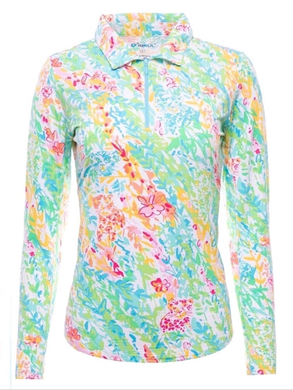 Ibkul Cat Cay Long Sleeve Quarter Zip Performance Long Sleeve Mesh Pickleball